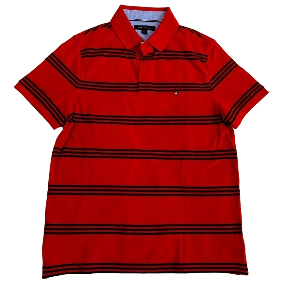 Tommy Hilfiger men’s Red and black striped Polo  shirt size S